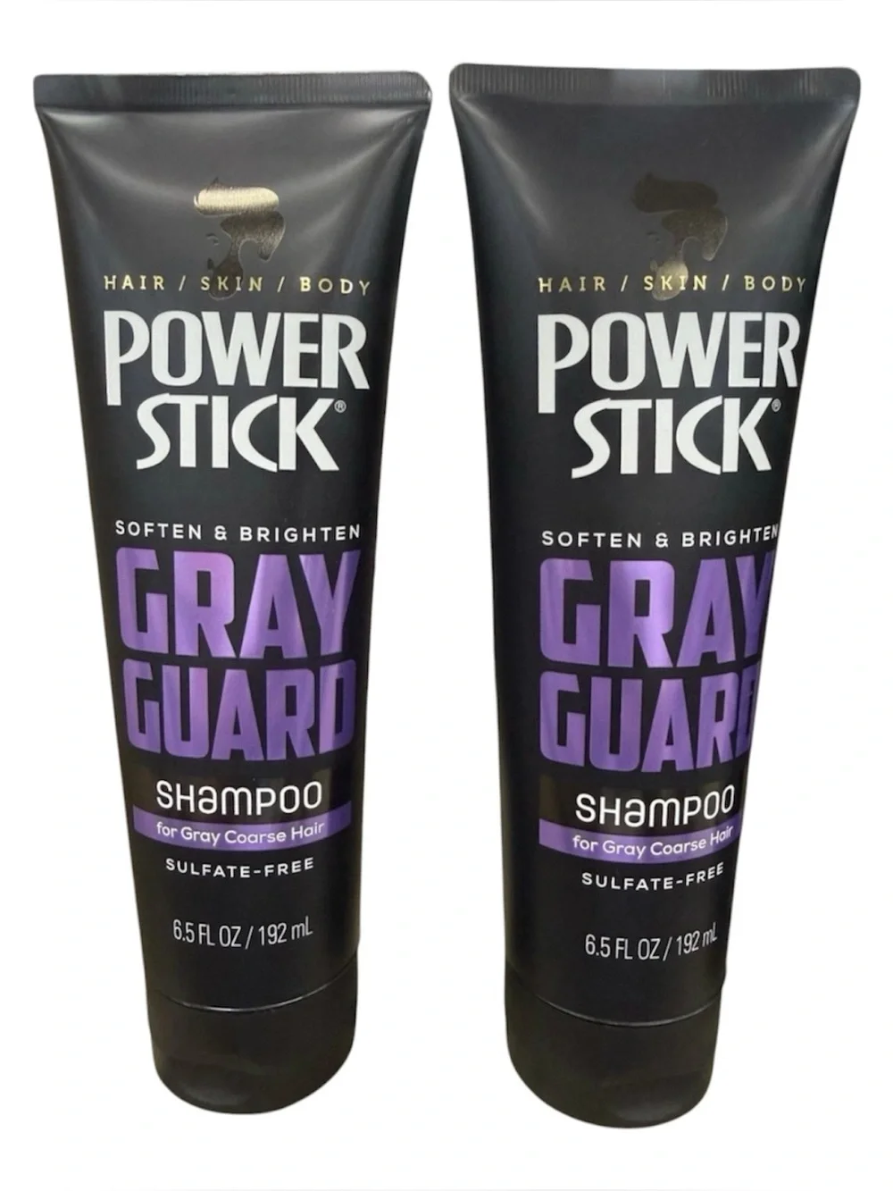 POWER STICK Gray Guard Hair Skin Body Softens Sulfate Free Shampoo (2 In Set)NEW